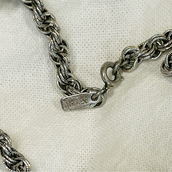 Monet Signed Vintage Bolero Tassel Necklace 1961 Silvertone - Picture 5 of 8